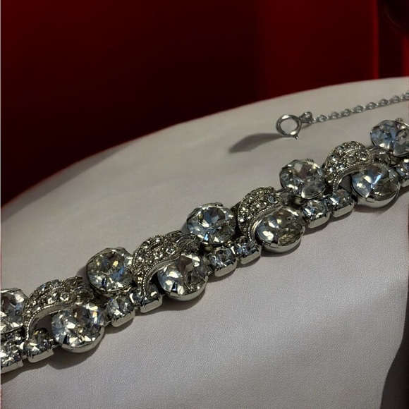 Albert Weiss Vintage Silver Rhodium Crystal Bracelet 7-1/8” - Picture 7 of 14